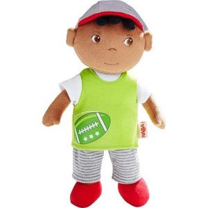 Haba Snug Up Soft Doll Mason- 11.5" Soft Boy Doll With Black Hair (Machine Washable)