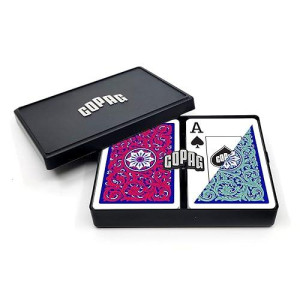 Copag 1546 Neoteric Design 100% Plastic Playing Cards, Bridge Size (Narrow) Green/Red Double Deck Set (Jumbo Index)