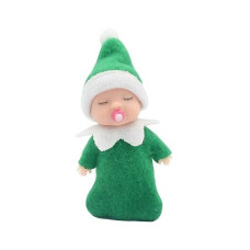 Wuleeuper Sleeping Elf Doll With Pacifier | Christmas Miniature Elf Doll Toys | New Year Holiday Decoration Party Gift (Green)