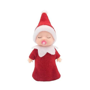 Wuleeuper Sleeping Elf Doll With Pacifier | Christmas Miniature Elf Doll Toys | New Year Holiday Decoration Party Gift (Red)