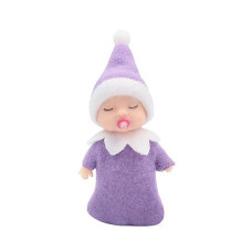 Wuleeuper Sleeping Elf Doll With Pacifier | Christmas Miniature Elf Doll Toys | New Year Holiday Decoration Party Gift (Purple)