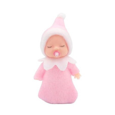 Wuleeuper Sleeping Elf Doll With Pacifier | Christmas Miniature Elf Doll Toys | New Year Holiday Decoration Party Gift (Pink)