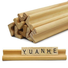 Yuanhe Scrabble Letter Tile Holders - Wooden Scrabble Rack Tray Set Of 8, For Crafts And Game Stands