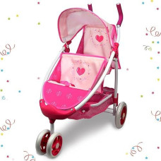 Baby Doll Stroller Anivia Twin Doll Stroller Heart Design Birthday Gifts For Toddlers And Girls Baby Doll Double Stroller, 1:1 Foldable Double Doll