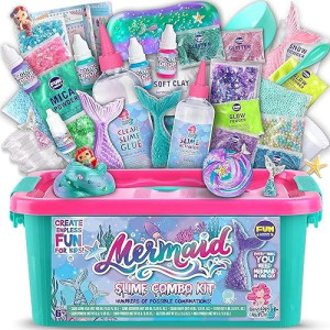 Summer Gift Mermaid Slime Kit For Girls, Funkidz Shimmer Slime Making Kit For Kids Age 8-12 Diy Soft Glitter Glossy Metallic Slime Toy