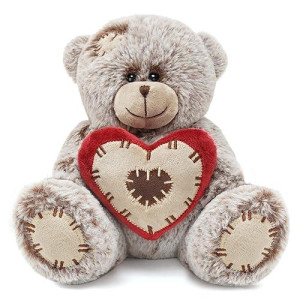 Nleio Teddy Bear Stuffed Animals, 10" Plush Valentine Bear With Red Heart Pillow For Her/Him/Girlfriend/Boyfriend/Babies/Kids/Mom, Unique Gifts For Valentine'S Day/Anniversary/Birthday (Tan)