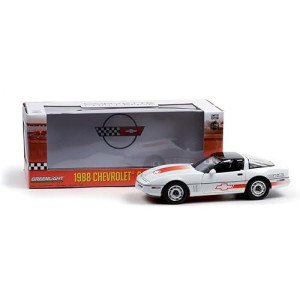 Greenlight 1:18 1988 Chevro&Let Corvette C4 - White With Orange Stripes - Corvette Challenge Race Car 13596 [Shipping From Canada]