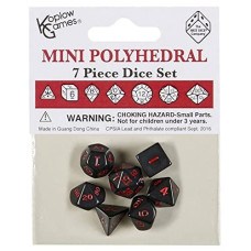 Koplow Kpl18983 Mini Opaque Dice - Black With Red, Set Of 7