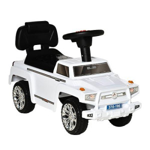 Aosom Kids Ride On Push Car, Suv Style Sliding Walking Car For Toddle With Horn, Music, Working Lights, Hidden Storage And Anti-Dumping System, White