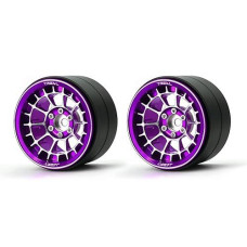 Treal Aluminium 2.2 Beadlock Wheels Rims(2) Pcs Fit Rc Crawler Mud Truck 2.2 Tires (Purple)