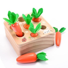 Montessori Toys For 1 Year Old, Carrots Harvest Wooden Baby Toys For 6-12 Months Educational Shape Sorting Matching Toys For Toddler Fine Motor Skill Development, Gift For Kids Birthday Easter Toys