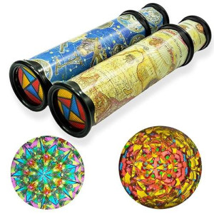 Xeehwb 2 Pack Classic Kaleidoscope Toy,Magic Rotating Kaleidoscope,Stretchable Long World Kaleidoscope,Educational Toy Kaleidoscope For Children Gifts