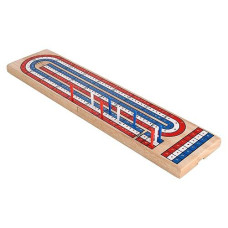 Sterling Games Folding Cribbage 3 Track Wooden Cribbage Board With Red White Blue Pegs For 3 Players