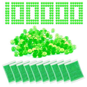 Gel Balls Blaster Ammo Splat Refill(7-8 Mm,10 Packs,10000 Pieces Per Pack), Gel 7.5Mm Blasters Bullets, Green, For Ages 14+