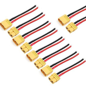 Zhofonet 5 Pairs Xt30 Pigtail,Xt30 Male And Female Plug,Xt30 Connector Adapter With 10Cm 16Awg Silicone Wire For Rc Lipo Battery Fpv Racing Drone…