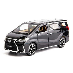 Wakakac Model Car 1/24 Lexus Lm300 Alloy Pull Back Metal Collectible Toy Car With Light And Sound Toy Vehicle Door Can Be Opened, Gift Black.