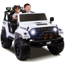 Ottaro 2 Seater Ride On Truck, 12V Large Electric Vehicles Battery Powered Cars For Kids With Remote Control, Spring Suspension, Led Lights, Music (White)