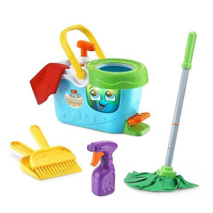 Leapfrog Clean Sweep Learning Caddy, Kids Mop And Broom Cleaning Toy Set For Ages 3-5, Blue