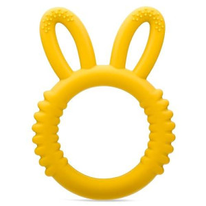 Misslili Silicone Babies Teethers Baby Teething Toys For Soothe Massage Sore Gums For 3-12 Months Infants, Bpa Free, Ring Shape Rabbit Ear Design (Yellow)