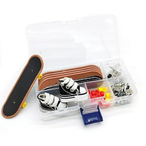 Mikemeng Professional Finger Skateboard Shoes Kits, Maple Complete Wooden Fingerboard With Cute Mini Skate Shoes