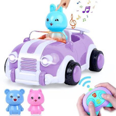 Wrystte Remote Control Car For Toddlers,Toys For 3 4 5 6 Year Old Girls,Toy Cars For Girls Age 3+,Fast My First Mini Rc Cars For Kids With Light&Music Christmas Birthday Gifts For Toddler Girls Purple