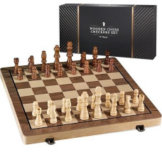 15" Wooden Chess Sets - Chess Board Game | With 2 Extra Queens | Wooden Chess Set | Chess Board Set | Chess Sets For Adults | Chess Sets For Adults & Kids