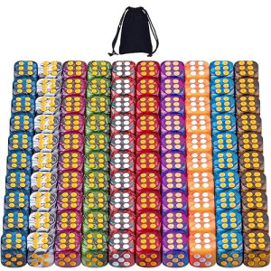 Austor 100 Pieces 12Mm Dice 6 Sided Game Dice Two Tone Round Corner Dices Tiny Dice For Tenzi, Farkle, Yahtzee, Bunco Or Teaching Math With A Drawstring Storage Bag