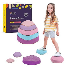 Special Supplies Stepping Stones For Kids, 5 Balance Indoor And Outdoor Blocks Promote Coordination, Balance, Strength, Child Safe Rubber, Non-Slip Edging, Stackable