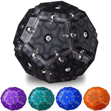 Yowellgo Magnetic Fidget Sphere, 12 Pcs Magnet Fidget Toys Tiles Soccer Puzzle Balls Building Blocks, Stress Relief Desk Toy Hand Toy Gift For Teenager Adult Man Woman(Black)