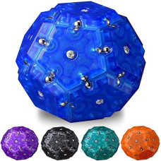 Yowellgo Magnetic Fidget Sphere, 12 Pcs Magnet Fidget Toys Tiles Soccer Puzzle Balls Building Blocks, Stress Relief Desk Toy Hand Toy Gift For Teenager Adult Man Woman(Blue)