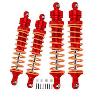 Arrcat Big Bore Rc Shock For Slash 4Wd 4X4 Upgrades Parts, 1/10 Stampede 4Wd 4X4,Hoss 4Wd 4X4，Rustler 4Wd 4X4,4Pcs Aluminum Full Metal Front Rear Shocks Absorber,Replace 5862,Red