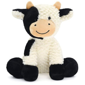 Hwd 9.8'' Soft Cow Plush Dolls Stuffed Animals Toys Gifts For Kids, Toddler, Birthday, Valentines, Christmas (Sitting)