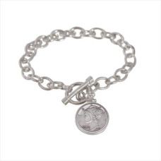 Sterling Silver Mercury Dime Toggle Bracelet