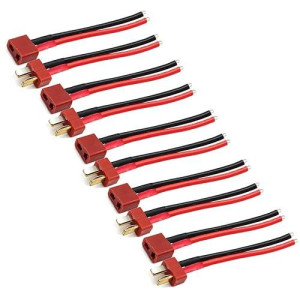 Zhofonet 5 Pairs T Plug Connector Female And Male Deans With 14Awg Silicon Wire For Rc Lipo Battery Cable Drone,Rc Airplane Quadcopter Car Boat Lipo Battery Connectors