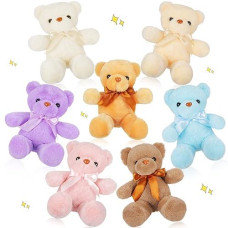 Zomiboo 7 Packs 14 Inch Plush Bear Stuffed Animals Plush Toys Soft Cute Stuffed Dolls Birthday Party Decorations, 7 Colors (Light Colors)