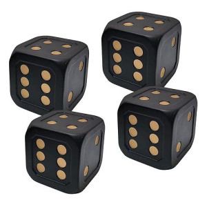 Macro Giant 6 Inch Pu Foam Jumbo Big Playing Dice, Set Of 4, Black- Gold Color, Math Teaching, Teaching Aids, Board Games, Kid Toy