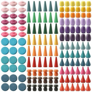 Promise Babe 162 Pcs Wooden Loose Parts Toy Rainbow Stacking Toy For Toddlers, Sensory Play Set Colorful Montessori Materials Preschool Learning Building Toys For Boys Girls