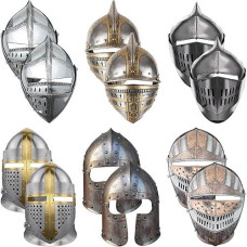 Zhanmai Medieval Party Knight Masks Paper Medieval Party Decor Cosplay Crusader Knight Masks Soldier Mask For Cosplay Knight Dress Up (12 Pieces)