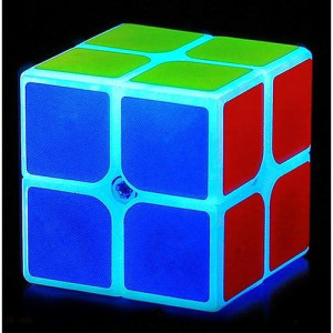 Tanch Blue Fluorescent Speed Cube 2X2X2 Glow In Dark Magic Cube Puzzle Luminous Magic Cubes