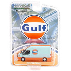 Greenlight 2019 Ford Transit Lwb High Roof Van Gulf Oil Light Blue And Orange Hobby Exclusive 1/64 Diecast Model Car