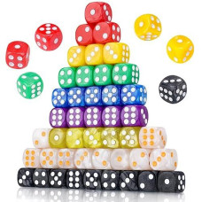 Nitoy 50-Pack Pearl Colors 16Mm Round Corner Game Dice Set, 6-Sided Solid Multicolor Acrylic Dices For Board Games (Marble Texture)