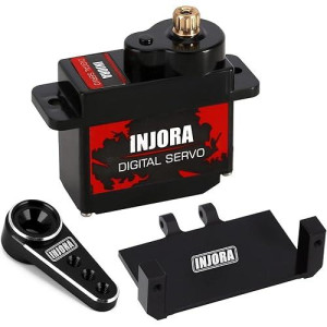 Injora Rc Servo 12G Digital Servo With Metal Mount And 15T Arm For Ax24 Axial Scx24 Car Model Upgrade Parts(Black)