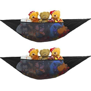 Simple Houseware 2 Pk - Stuffed Animals Jumbo Toy Storage Hammock, Black