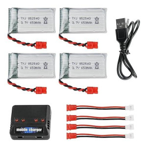 Cheerwing 4Pcs 3.7V 650Mah Battery And 4-In-1 Charger Syma X5Sw-V3 Drone