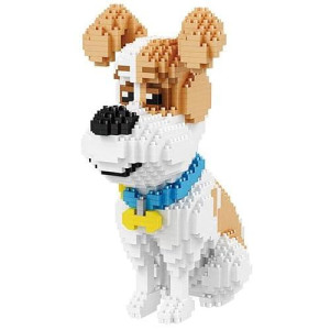 Iseesee Mini Dog Building Blocks Pet Building Toy Bricks Micro Mini Blocks 3D Puzzle Building Blocks Set Toys Gifts For Kids Or Adult (Sitting Mike Dog 1350Pcs)