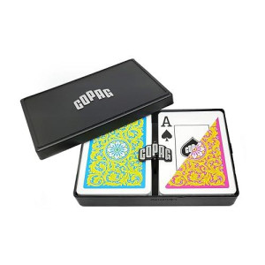 Copag 1546 Neoteric Design 100% Plastic Playing Cards, Poker Size (Standard) Yellow/Pink/Blue Double Deck Set (Jumbo Index)