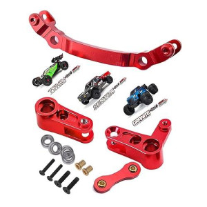 Aluminum Steering Parts Set Upgrades Parts For 1/10 Arrma Senton/Granite/Big Rock/Typhon 4X4 3S Blx,Outcast/Kraton 4X4 4S Blx,Arrcat Steering Bellcrank And Steering Link,Replaces Ar340132,Red