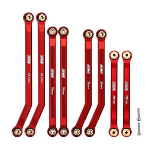 Injora High Clearance Front 4 Links Set For Scx24 C10 Jlu Bronco Base Camp Axial 1/24 Rc Crawler Car, 8Pcs（Red）