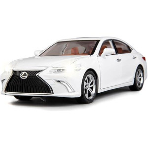 Wakakac Model Car 1/24 Lexus Es300 Alloy Diecast Collectible Toy Car With Light And Sound Toy Vehicle Door Can Be Opened For Boys Kids Toddler Gift White Car