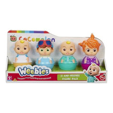 Cocomelon Weebles 4 Figure Pack, Chunky Moulded Figures, Jj, Moonbug, Preschool Imaginative Play, Blue